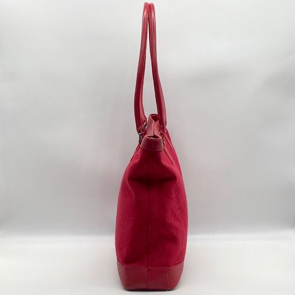 Talbots Red Monogram Canvas Tote Bag - Picture 4 of 10